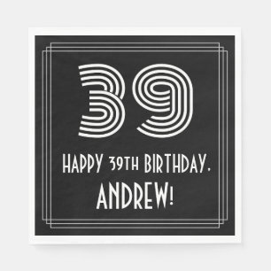 Guardanapo De Papel 39.º Aniversário: Art Deco Inspirou "39" + Nome