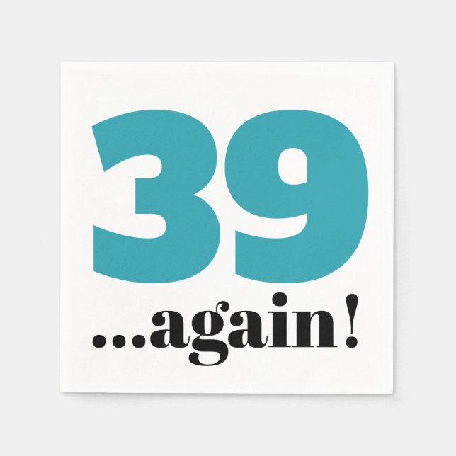 Guardanapo De Papel 39 comemoração do aniversário azul da turquesa (Frente)