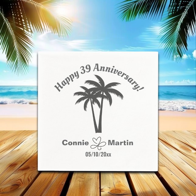 Guardanapo De Papel 39th Wedding Anniversary Palm Trees (Criador carregado)