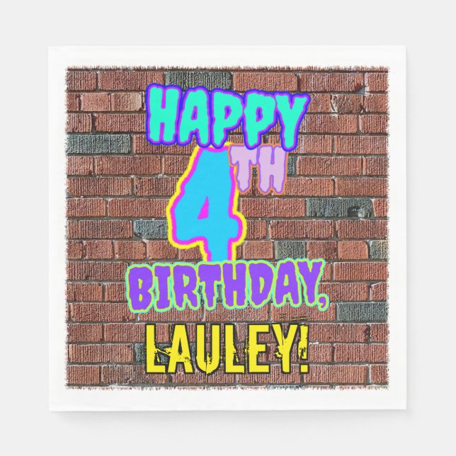 Guardanapo De Papel 4º aniversário ~ Divertido, Grafite Urbano Inspira (Frente)