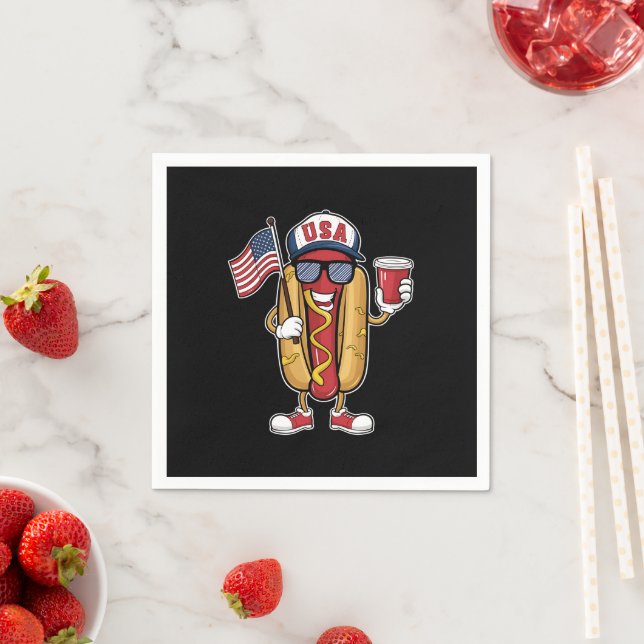 Guardanapo De Papel 4º de julho Hotdog Funny Patriotic USA Flag (Insitu)