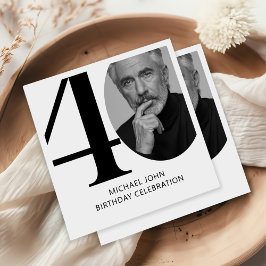 Guardanapo De Papel 40º aniversário da Foto em Preto e Branco Moderno