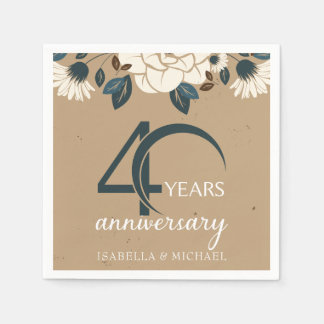 Guardanapo De Papel 40º Aniversário de Casamento da Rustic Elegant Flo