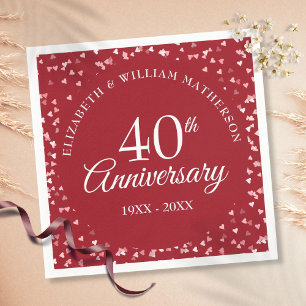 Guardanapo De Papel 40º aniversário do Love Hearts Confetti