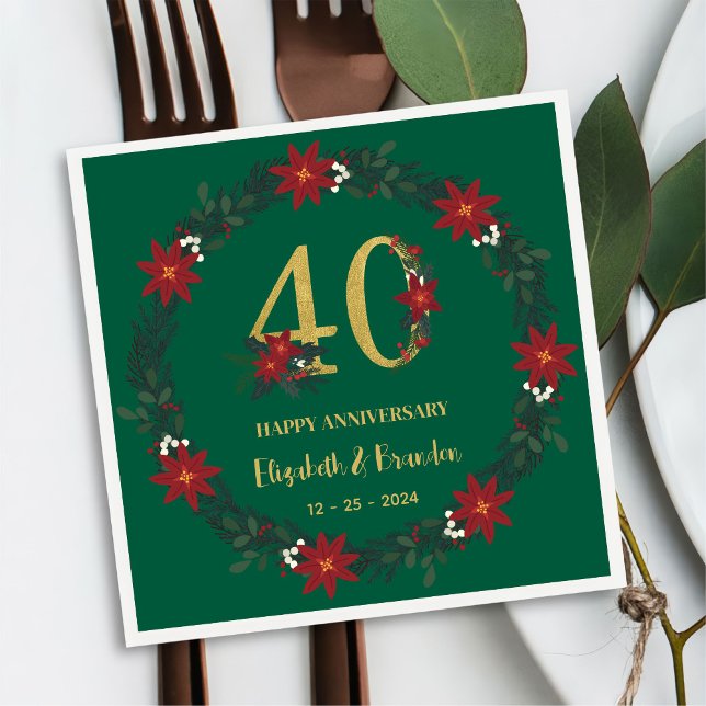 Guardanapo De Papel 40º Aniversário Personalizado Natal Napkins (Criador carregado)