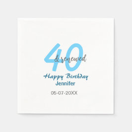 Guardanapo De Papel 40º & renovado nome data azul número em negrito