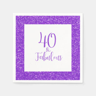 Guardanapo De Papel 40 & brilho roxo Sparkly do aniversário fabuloso