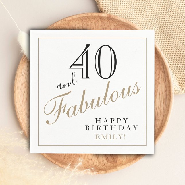Guardanapo De Papel 40 e Fabuloso aniversário de 40 anos de Script Ele (Criador carregado)
