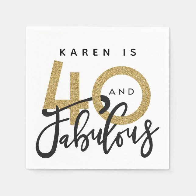 Guardanapo De Papel 40 e fraldas de festa de aniversário fabulosas (Frente)