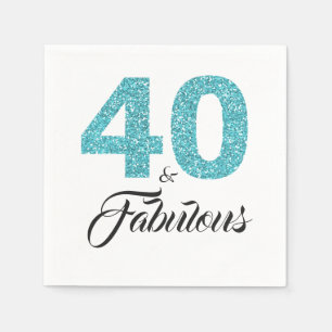 Guardanapo De Papel 40 e partido de aniversário de 40 anos azul