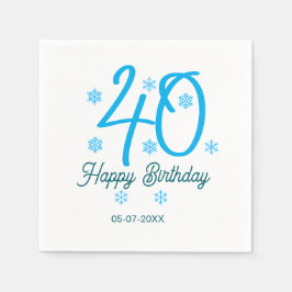 Guardanapo De Papel 40th birthday add name date year blue template