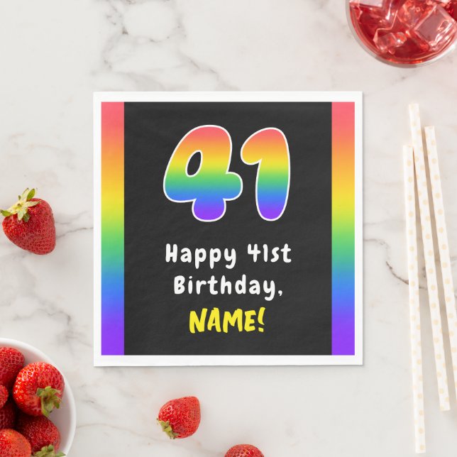 Guardanapo De Papel 41st Birthday: Rainbow Spectrum # 41, Custom Name (Insitu)