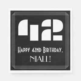 Guardanapo De Papel 42.º Aniversário: Art Deco Inspirou "42" + Nome