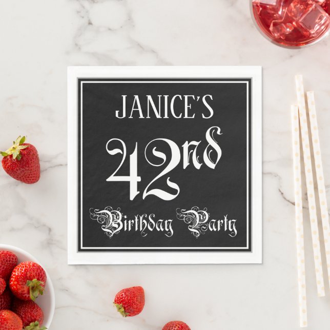 Guardanapo De Papel 42nd Birthday Party — Fancy Script + Custom Name (Insitu)