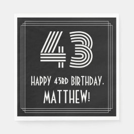 Guardanapo De Papel 43º Aniversário: Art Deco Inspirou "43" + Nome