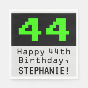 Guardanapo De Papel 44 Birthday - Estilo Nerdy / Geeky "44" & Nome