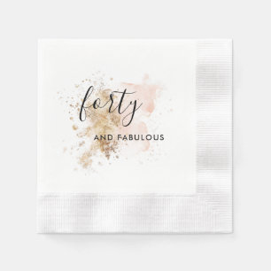 Guardanapo De Papel 44aniversário de 40 anos, Rosa E Dourado