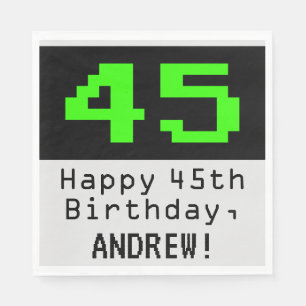 Guardanapo De Papel 45º aniversário - Estilo Nerdy / Geeky "45" & No