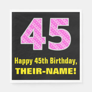 Guardanapo De Papel 45.o aniversário: Listras e Corações Rosa "45"