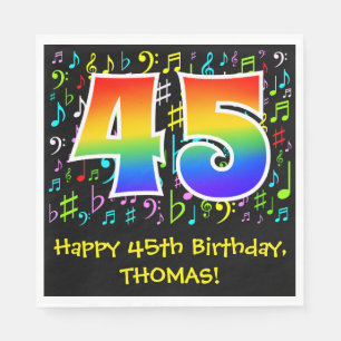 Guardanapo De Papel 45.o aniversário - Símbolos de música coloridos