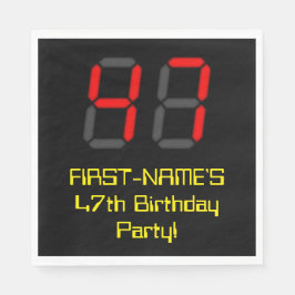 Guardanapo De Papel 47.º aniversário: Estilo de Relógio Digital Vermel