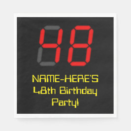 Guardanapo De Papel 48.º aniversário: Estilo de Relógio Digital Vermel