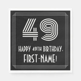 Guardanapo De Papel 49.º aniversário: Art Deco Inspirou "49" + Nome