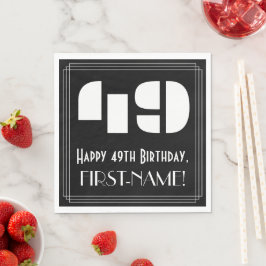 Guardanapo De Papel 49.º aniversário: Art Deco Inspirou "49" + Nome