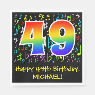Guardanapo De Papel 49.o aniversário - Símbolos de música coloridos