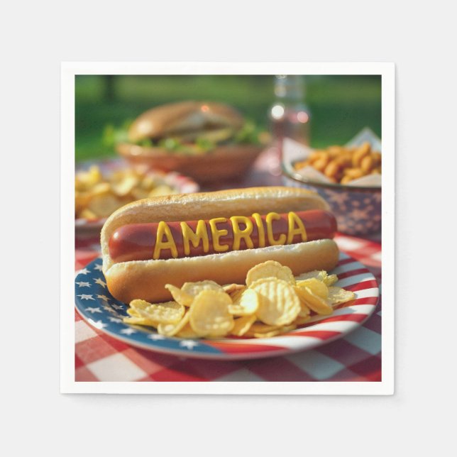 Guardanapo De Papel 4 de julho American Hot Dog (Frente)