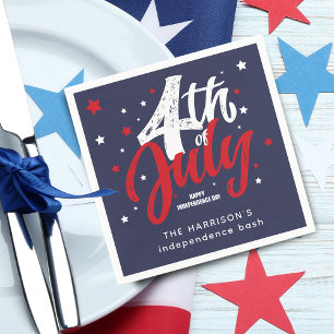 Guardanapo De Papel 4 de Julho Dia da Independência Vermelho Branco Az