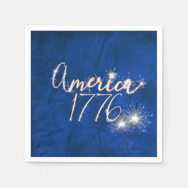 Guardanapo De Papel 4 de julho Partido Sparkler Blue Leather (Frente)