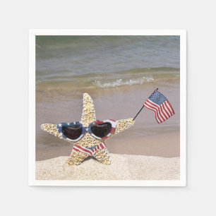 Guardanapo De Papel 4 de julho Starfish, com bandeira americana