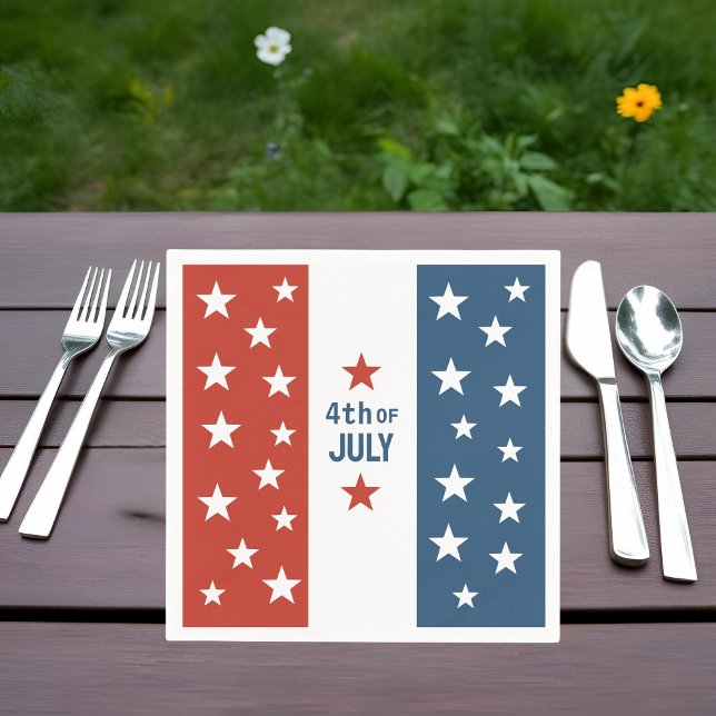 Guardanapo De Papel 4 de julho vermelho, branco e azul com estrelas (Criador carregado)