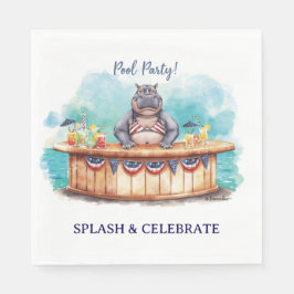 Guardanapo De Papel 4th July Pool Party with Hippo in Bikini 