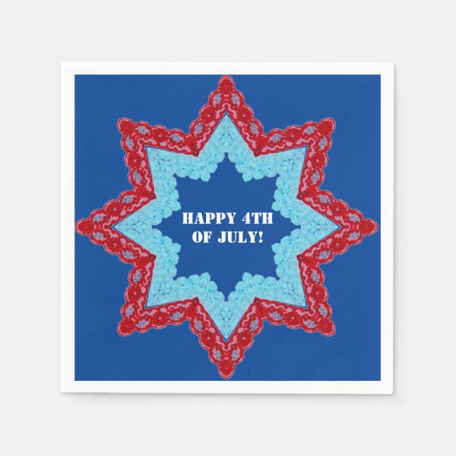 Guardanapo De Papel 4th of July Lace Red White Blue  (Frente)
