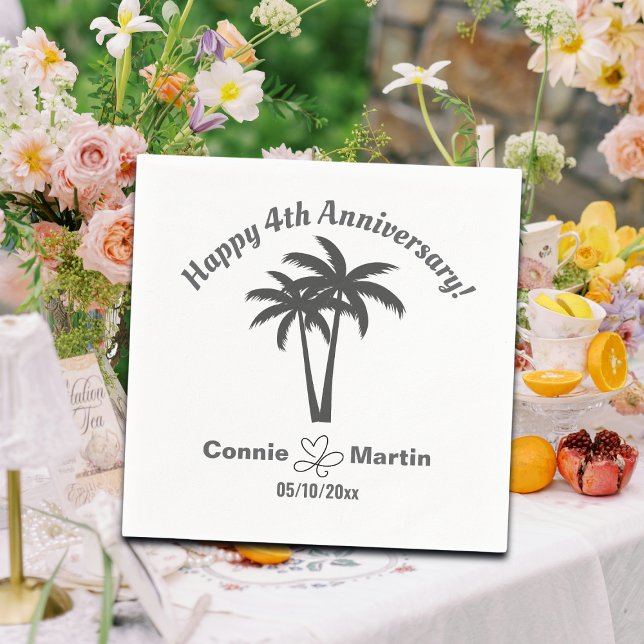 Guardanapo De Papel 4th Wedding Anniversary Palm Trees (Criador carregado)