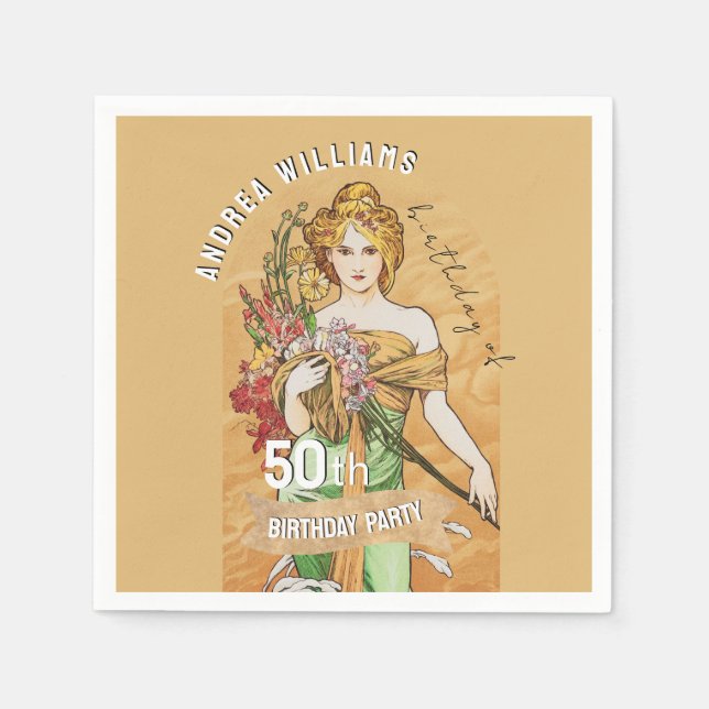 Guardanapo De Papel 50ª Festa de aniversário, Deusa Primavera, Arte Vi (Frente)