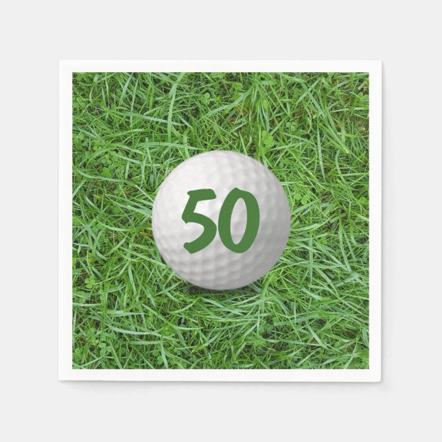 Guardanapo De Papel 50º aniversário da Bola de Golfe na Grass Napkins (Frente)