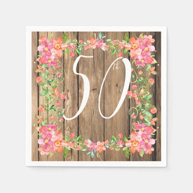 Guardanapo De Papel 50º aniversário do celeiro de madeira rústica, fes (Frente)