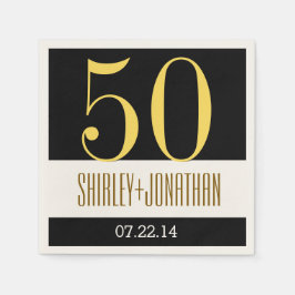 Guardanapo De Papel 50º aniversário Dourado Moderno Dourado e Negro V0