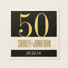 Guardanapo De Papel 50º aniversário Dourado Moderno Dourado e Negro V0