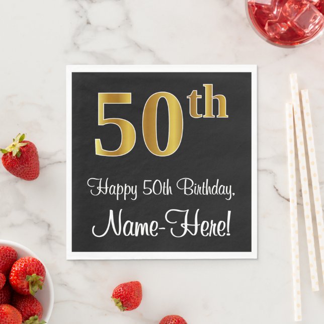 Guardanapo De Papel 50º aniversário ~ Legant Luxurious Faux Dourado Lo (Insitu)