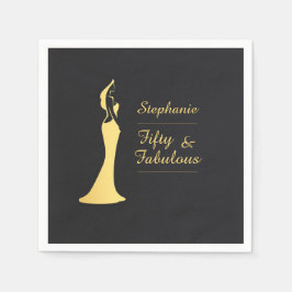 Guardanapo De Papel 50º aniversário moderno do coquetel Dourado