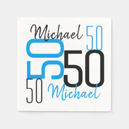 Guardanapo De Papel 50º Aniversário Papel Personalizado Azul Nápoles