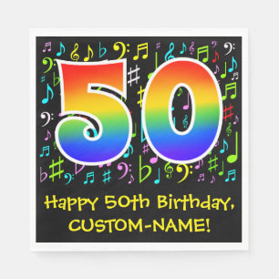 Guardanapo De Papel 50º aniversário - Símbolos de música coloridos