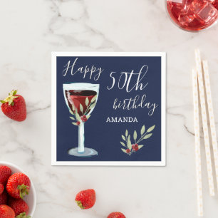 Guardanapo De Papel 50º Aniversário Vinho Vermelho Rosa Marinho de A