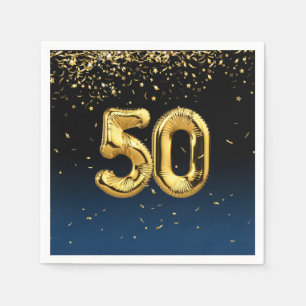 Guardanapo De Papel 50º Balões Dourados e Confetti Napkins