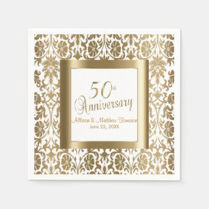Guardanapo De Papel 50º Dourado Damasco e Branco