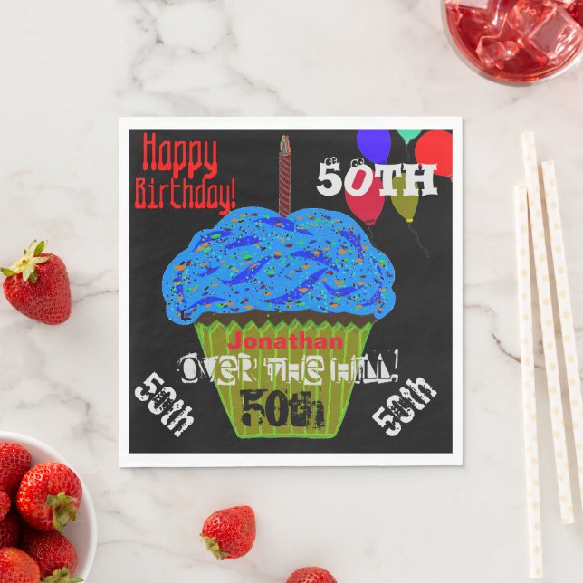 Guardanapo De Papel 50º sobre o Cupcake Azul Personalizado em Hill (Insitu)